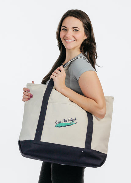 TOTE: Classic Canvas Beach Zipper Tote - Love The Island