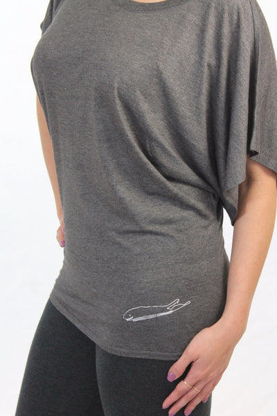 Ladies Shirt: Flowy Dolman Sleeve - Dark Grey - Love The Island