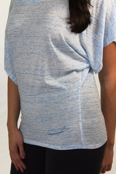 Ladies Shirt: Flowy Dolman Sleeve - Blue Marbel - Love The Island