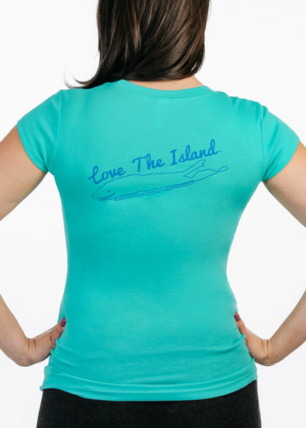 Ladies T-Shirt: Sheer Rib Longer Length - Teal - Love The Island