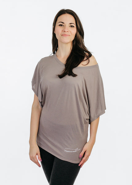 Ladies Shirt: Flowy Dolman Sleeve - Brown Pebble - Love The Island