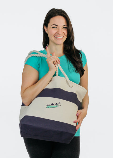 TOTE: Rope Handle Cotton Canvas Tote - Love The Island
